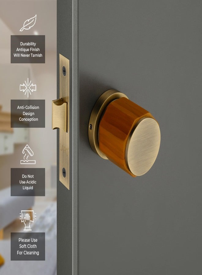 LAPO قفل نقر نحاسي فاخر من لابو لأبواب الحمامات والشرفات | طقم مقابض بدون مفتاح مع مزلاج للأطفال للحمامات والمنازل والفنادق | لمسة نهائية عتيقة | متانة فائقة | ضمان 3 سنوات Ro-158 - Image 3